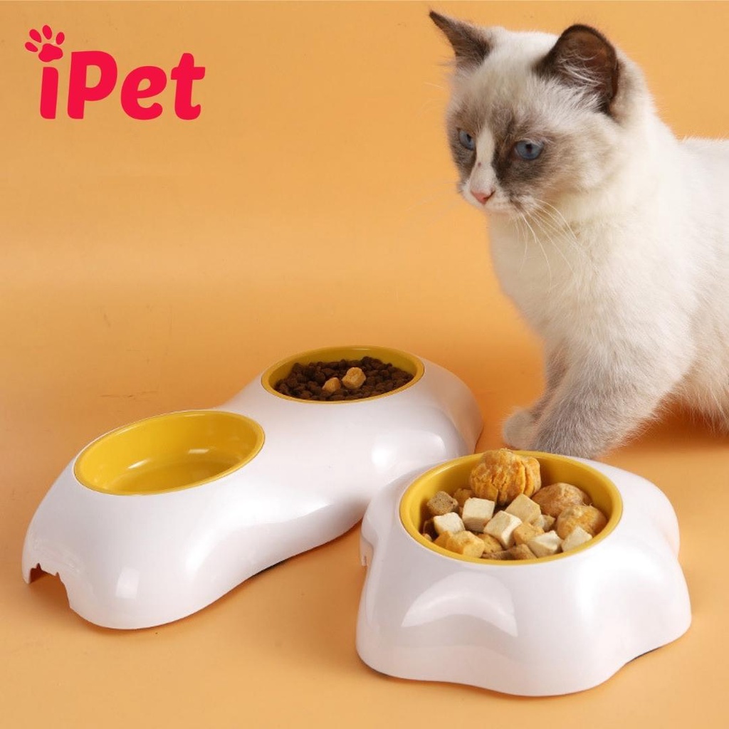 Khay Bát Đựng Thức Ăn Cho Thú Cưng Chó Mèo Chống Trượt Chống Lật Hình Ốp La - iPet Shop