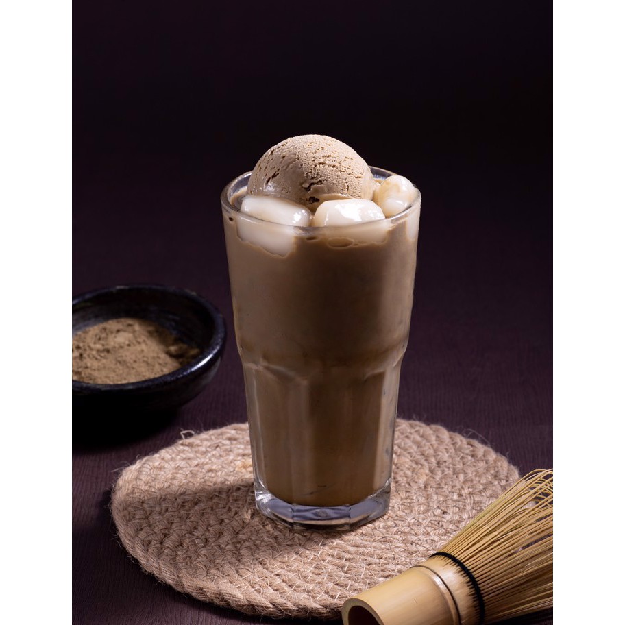 Houjicha latte dùng kèm kem viên và nếp shiratama - Japanit matcha (Chỉ giao HCM)