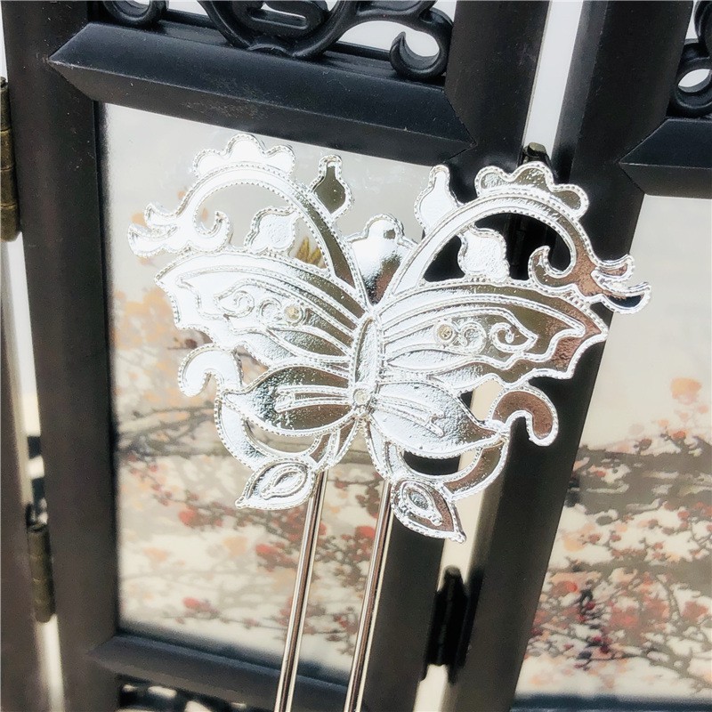 1 trâm đúc họa tiết bướm 60*140mm nguyên liệu làm trâm làm trang sức cổ trang cosplay cổ phục có màu KC
