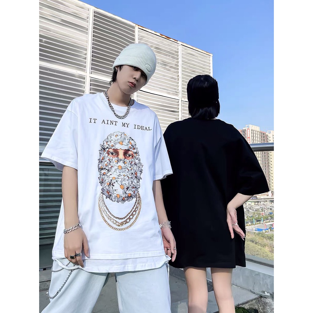 Áo thun nam nữ Mặt Người Hoa Cúc form rộng unisex tay lỡ siêu chất dáng oversize basic tee phông màu trắng đen mùa hè