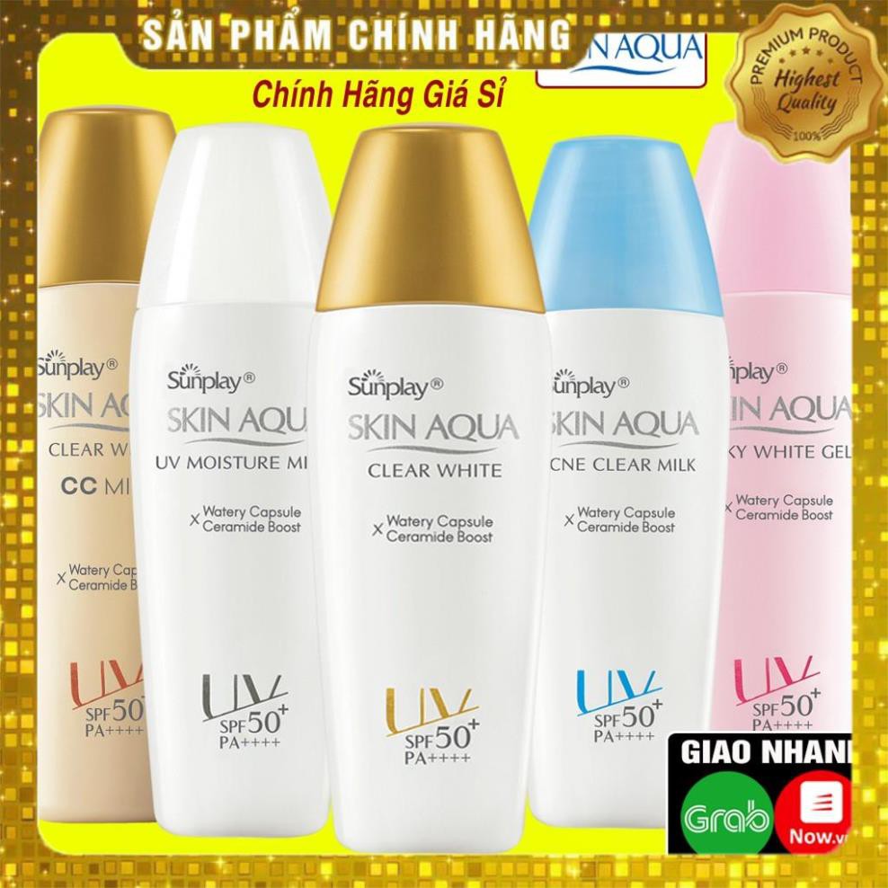 [CHÍNH HÃNG] Kem Chống Nắng Sunplay Skin Aqua Cho Da Mặt, Toàn Thân Kcn Sữa/Gel Nắp Vàng/xanh/hồng/trắng Mỹ Phẩm JAPARI