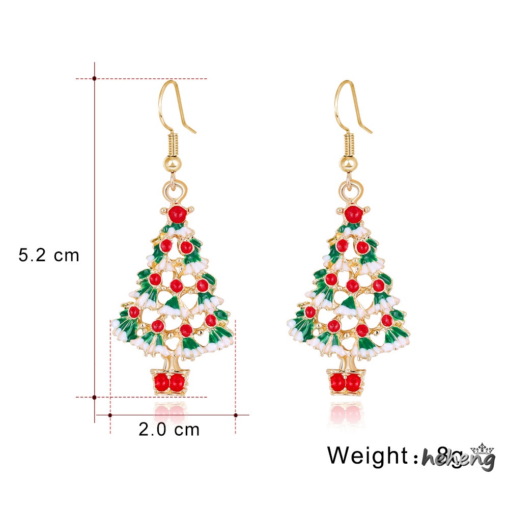 Bông Tai Móc Hình Cây Thông Bằng Hợp Kim Không Gây Dị Ứng Độc Đáo Trang Trí Tiệc Giáng Sinh