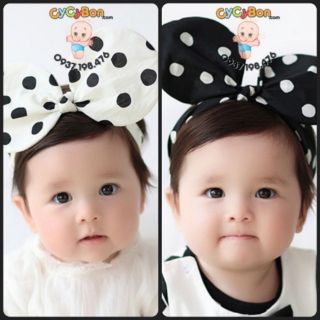 Băng Đô Cho Bé Tai Chuột Mickey Chấm Bi