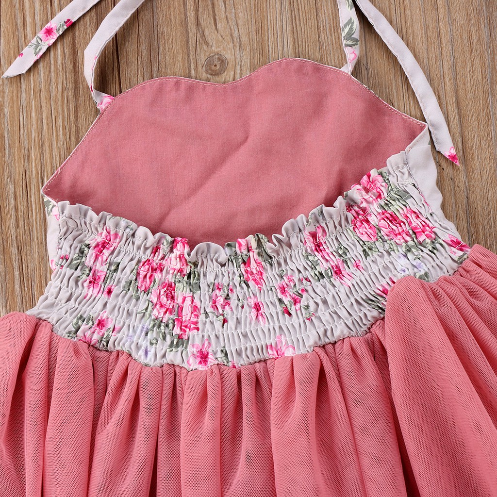 Đầm Xoè Tulle Hoạ Tiết Hoa Cho Bé Gái