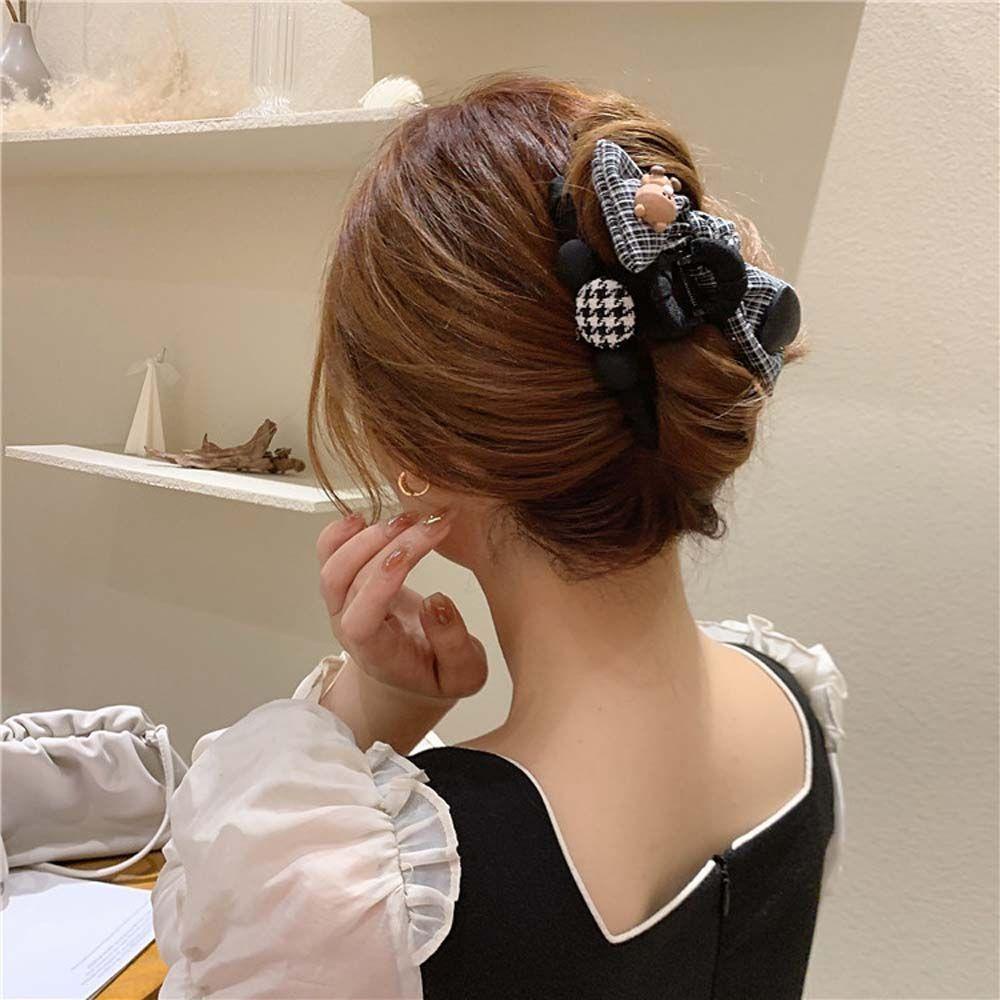 Kẹp Tóc Hình Vuốt Gấu / Trái Tim / Cá Mập Hoạt Hình Màu Trắng Đen Kiểu Hàn Quốc Ngọt Ngào WMES15H