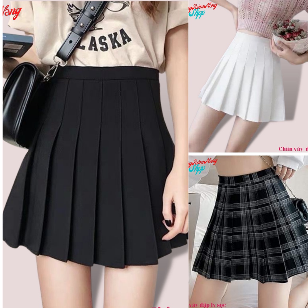 🍊Chân váy xếp ly siêu xinh siêu hót , thiết kế dáng ngắn , đủ size S M L, 2 màu trắng và đen🌺🌺