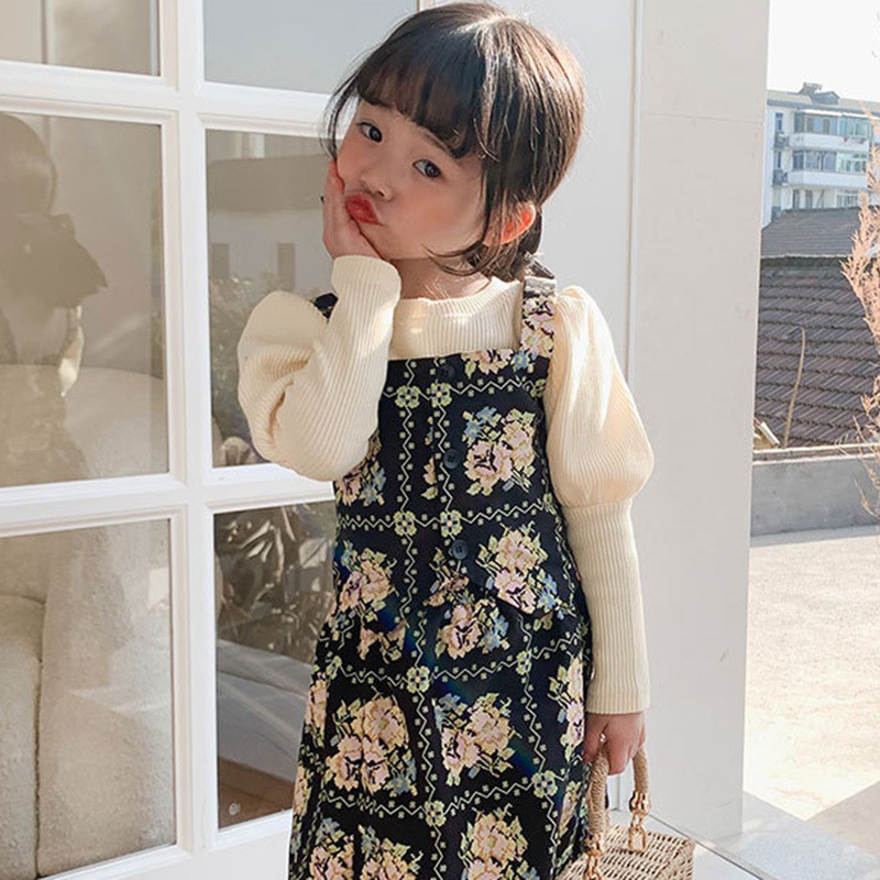 Áo Sát Nách In Hoa Cổ Điển Cho Bé Gái