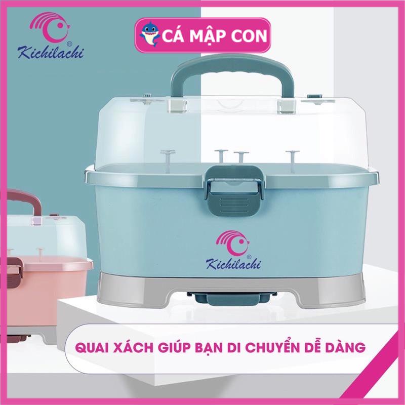 Khay Úp bình sữa cho bé có nắp đậy Kichi (Chính hãng) .