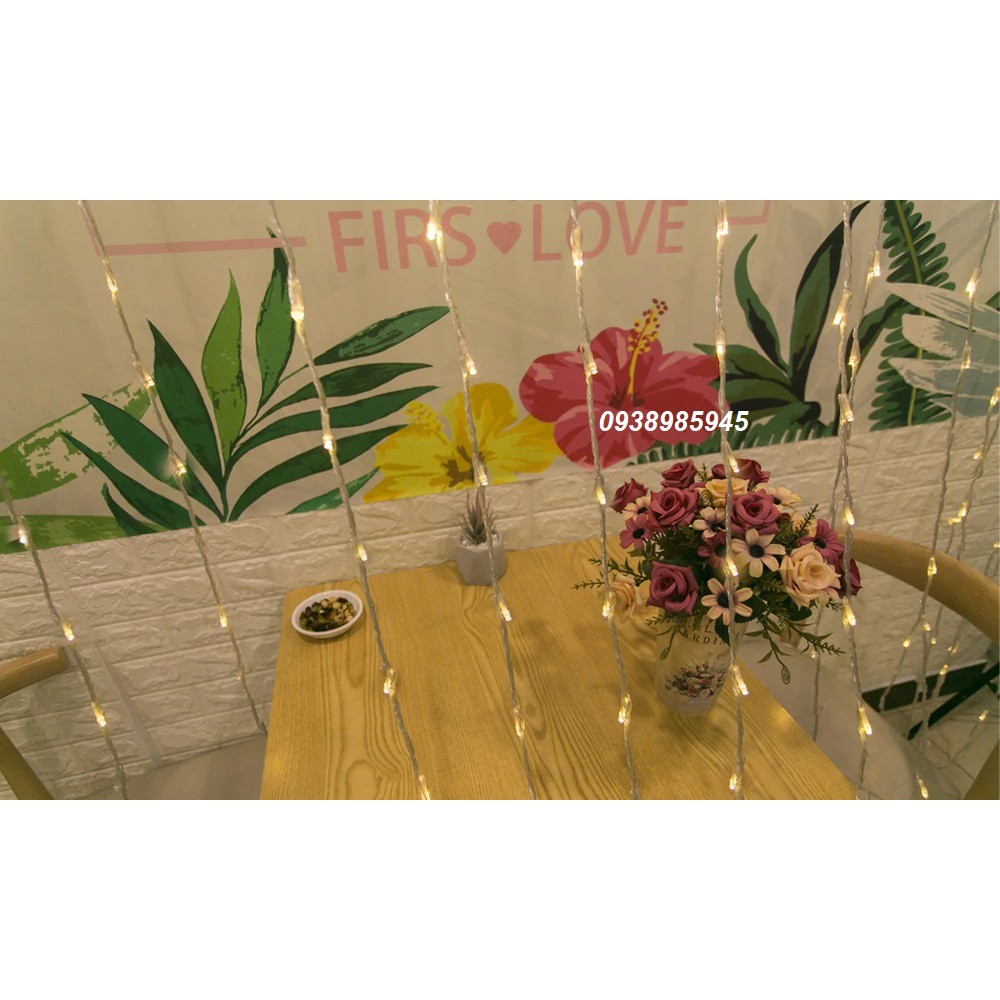 Đèn Led Trang Trí Thả Mành Kiểu Mưa Rơi Thác Nước 10 Sợi Dài 2.2m Ngang 3m Đủ Màu - Đèn Led Rèm Hiệu Ứng Mưa Rơi 3mx2m