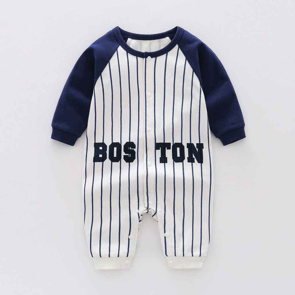 Bộ Áo Liền Quần Bằng Cotton Trơn Tay Dài Dành Cho Bé Trai 3 Tháng 1200