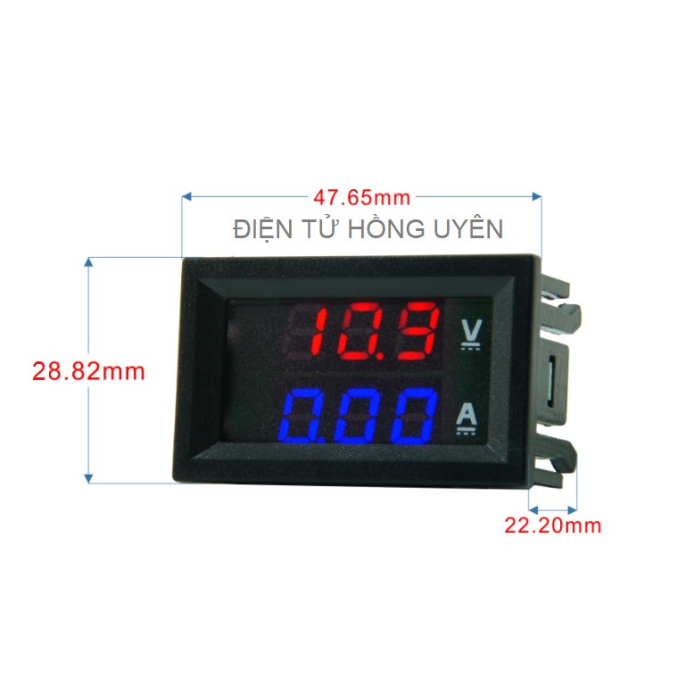 Đồng hồ vừa đo Vôn vừa đo Ampe 0V - 100V. Vôn kế - Ampe kế Báo điện áp và dòng tải của thiết bị, làm báo bình acquy pin