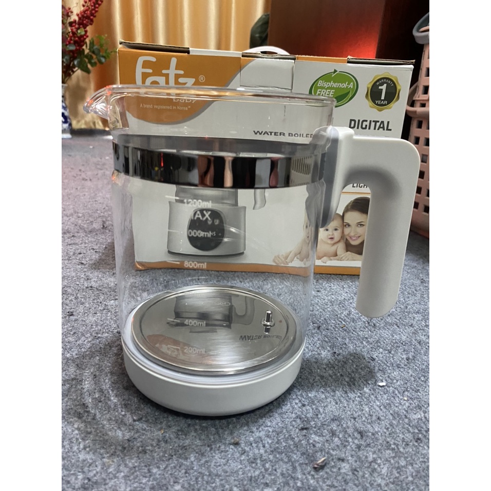 Bình đựng nước thủy tinh 1200ml thay thế máy đun nước Fatzbaby Quick 1/Quick 2/ Quick 3+4/ Quick 5/Quick 8+9