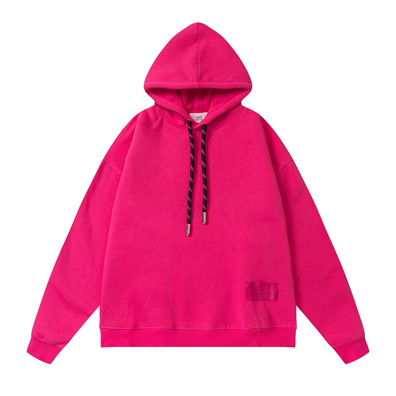 Ami Áo sweater Lông Cừu Có Mũ Trùm Đầu Thiết Kế Nhãn Dán Nhỏ Bắt Mắt Nhiều Màu Thời Trang Giản Dị