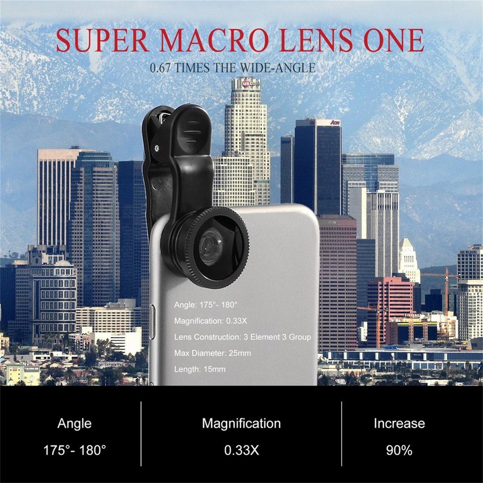 Ống Kính Macro Góc Rộng 3 Trong 1 Cho Điện Thoại
