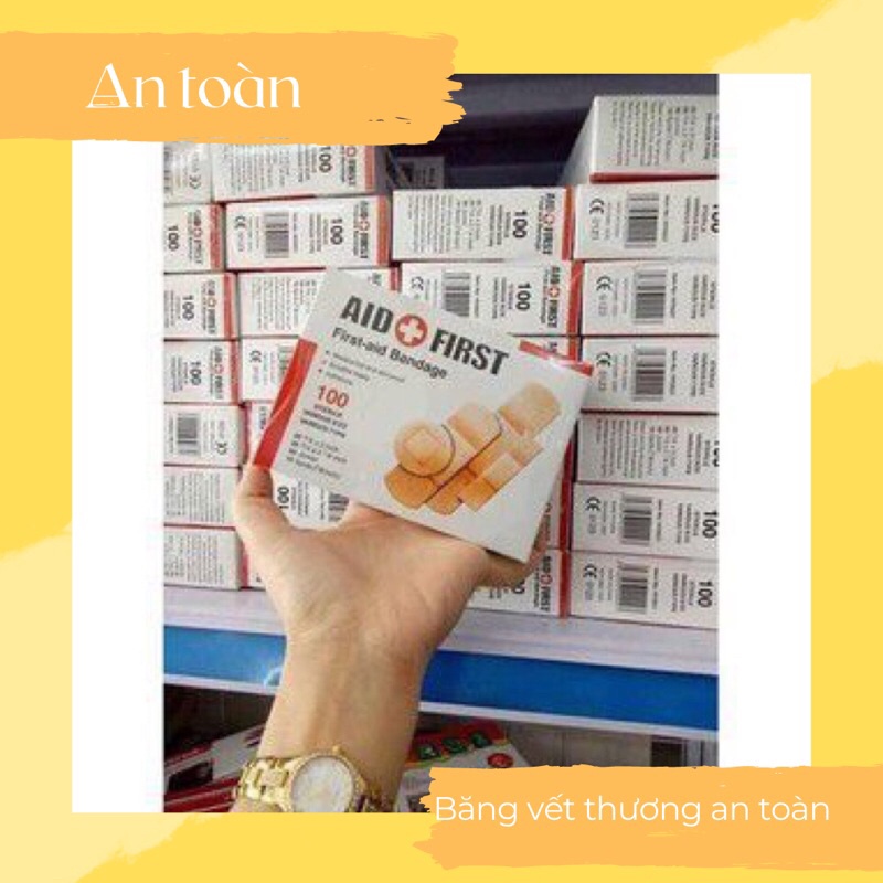 Hộp 100 băng gạc y tế tiệt trùng aid first