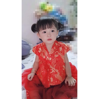 Đầm hanbok áo gấm đỏ