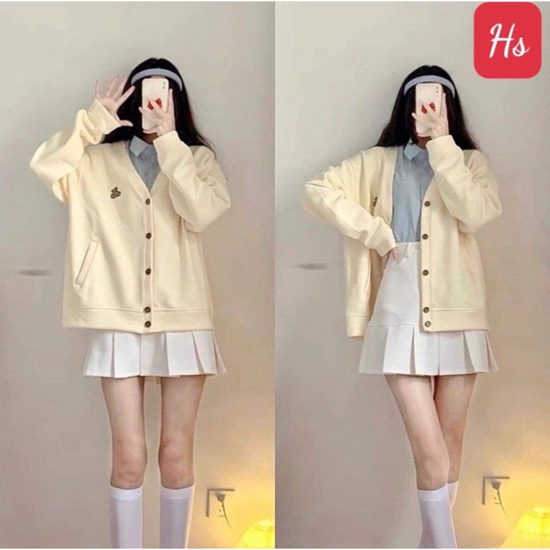 [Mã FAMARAL1 giảm 10K đơn 50K] Áo khoác cadigan thêu gấu HS1221