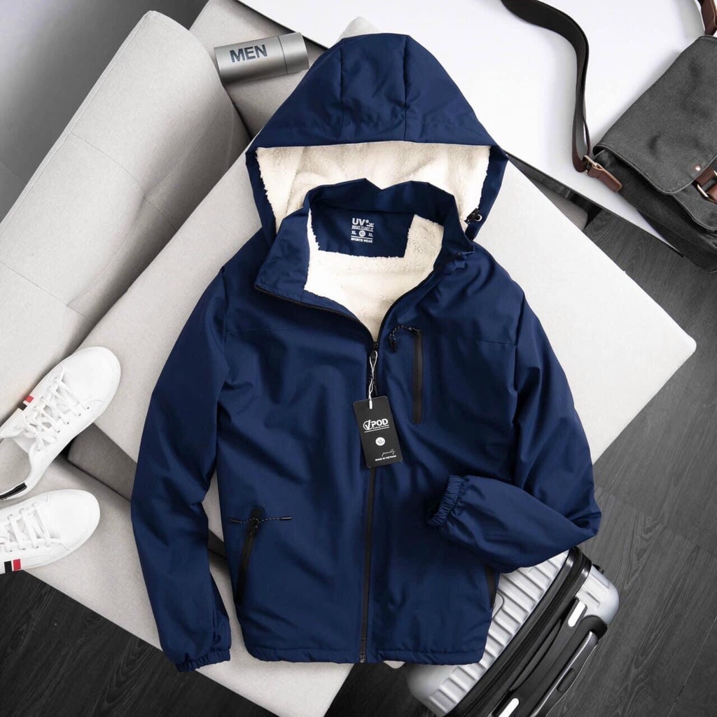 Áo khoác lót lông cừu ấm áp thời trang vải gió tráng bạc nhiều màu lựa chọn Top Menswear K1