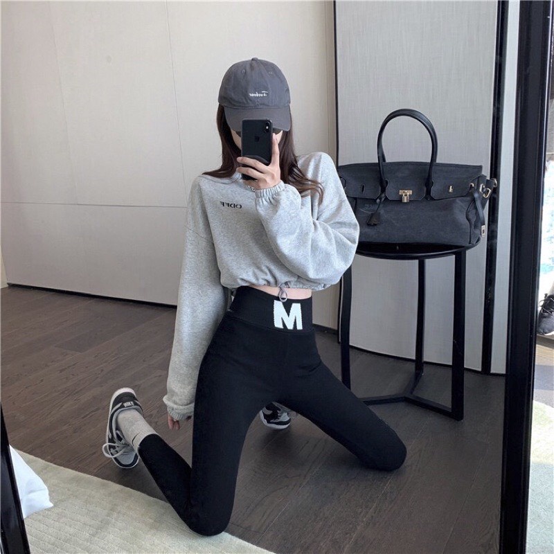 Quần legging nữ lưng cao Cạp chữ M Gen bụng tôn dáng