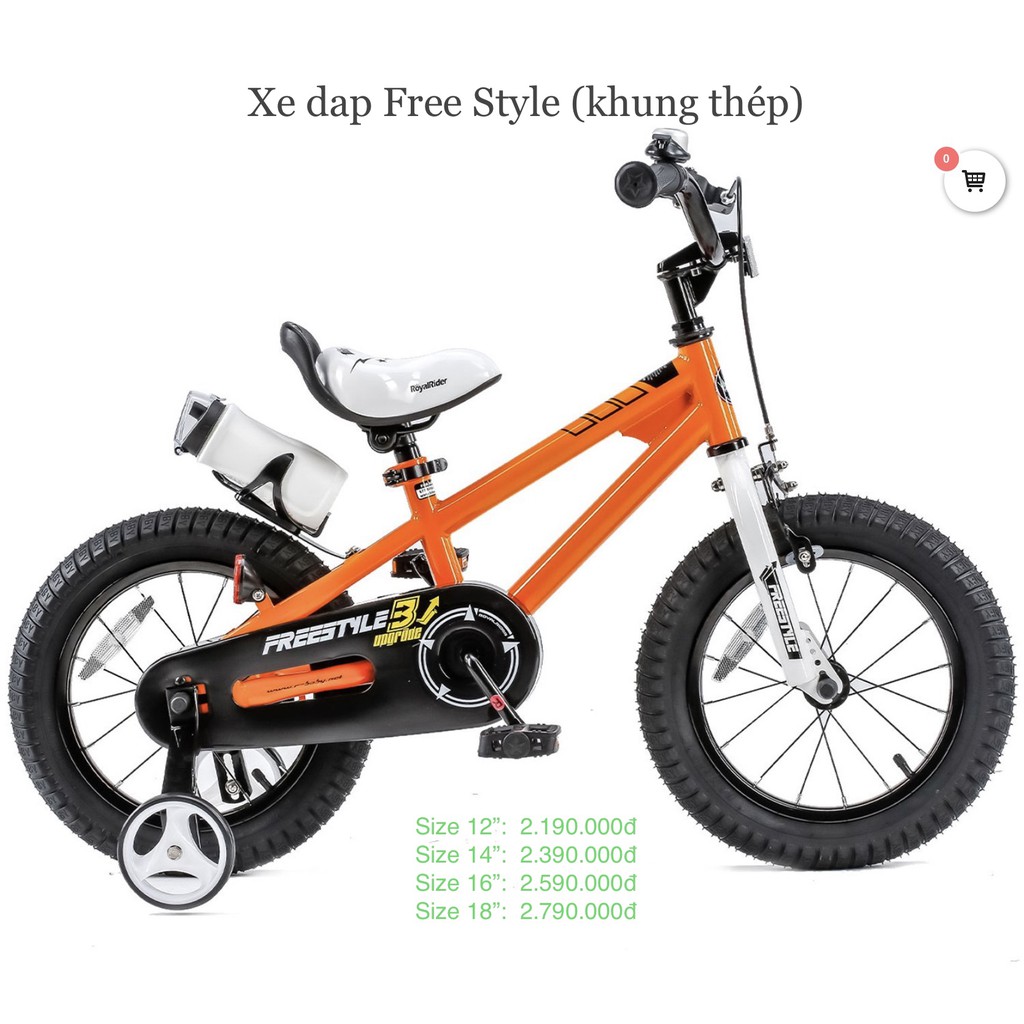 Size 14&quot; Xe đạp trẻ em Royal Baby Free Style màu cam ( Royalbaby - xe đạp cho bé )