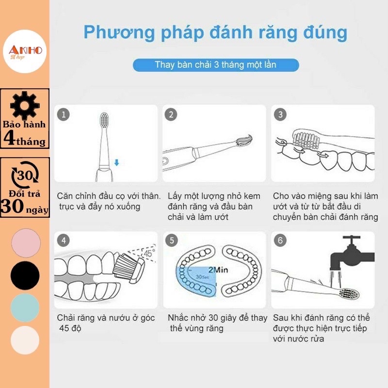 Bàn Chải Điện Đánh Răng Tự Động, Có 5 Chế Độ, Chống Nước Tuyệt Đối, Sử Dụng Lâu Dài