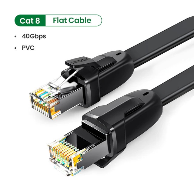 Dây cáp mạng RJ45 Cat8 dẹt 5met Ugreen 10983 Chính Hãng NW134 (Tốc độ 40Gbps-2000MHz)