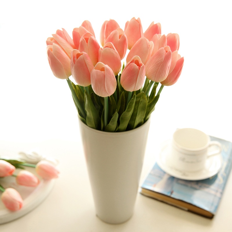 Mới Bó Hoa Tulip Giả Trang Trí Tiệc Cưới