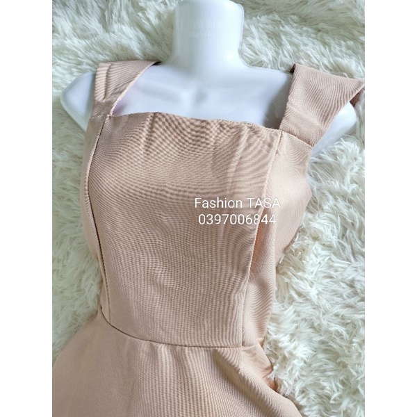 X2 Đầm dáng xòe công chúa màu kem form dài tay nhí chất for cánh tiên cổ vuông dự tiệc đám cưới thanh lịch