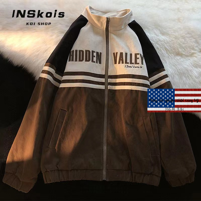 Áo Khoác Bóng Chày Thêu Chữ Phong Cách Đường Phố Mỹ Cá Tính