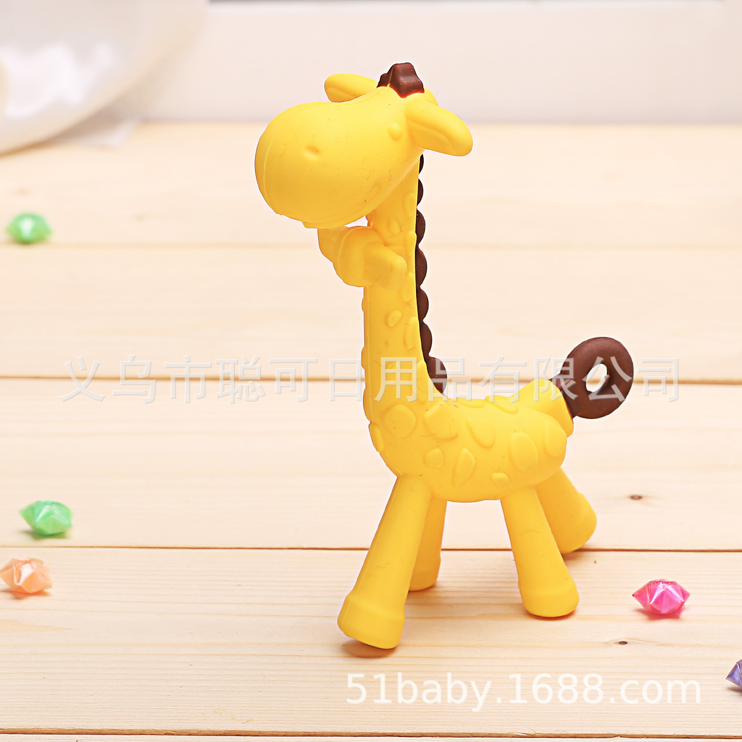 Đồ Chơi Gặm Nướu Bằng Silicone Mềm Hình Hươu Cao Cổ 4mon + Cho Bé