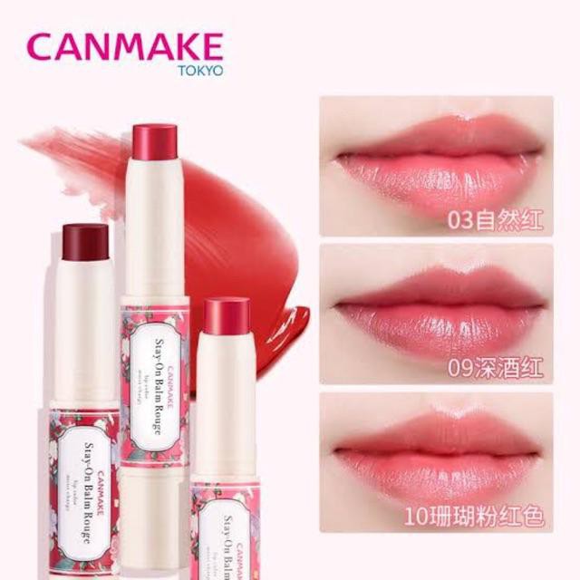 ( tặng kèm gương ) Son dưỡng các màu đẹp chống nắng Canmake Stay-On Balm Rouge