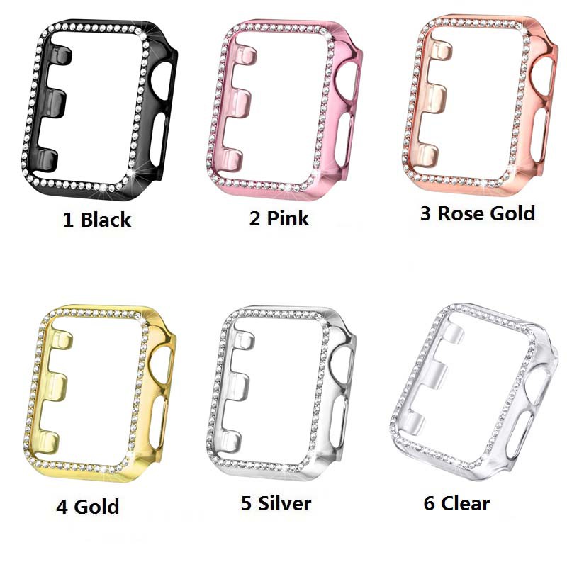 Vỏ Apple Watch Case Shiny Rhinestone PC Plated Hard Protection Cover 38/40/42/44mm cho iWatch Series SE 6 5 4 3 2 1
