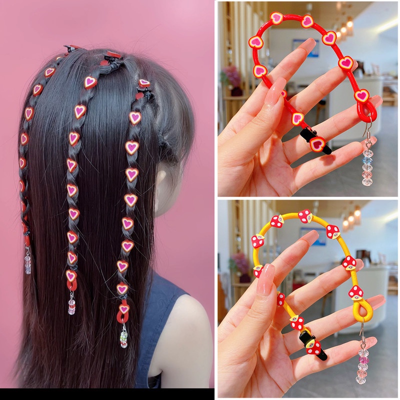 Kẹp Tết Tóc Tạo Kiểu Đuôi Ngựa Hình Trái Tim Nhiều Màu Sắc Cho Bé Gái