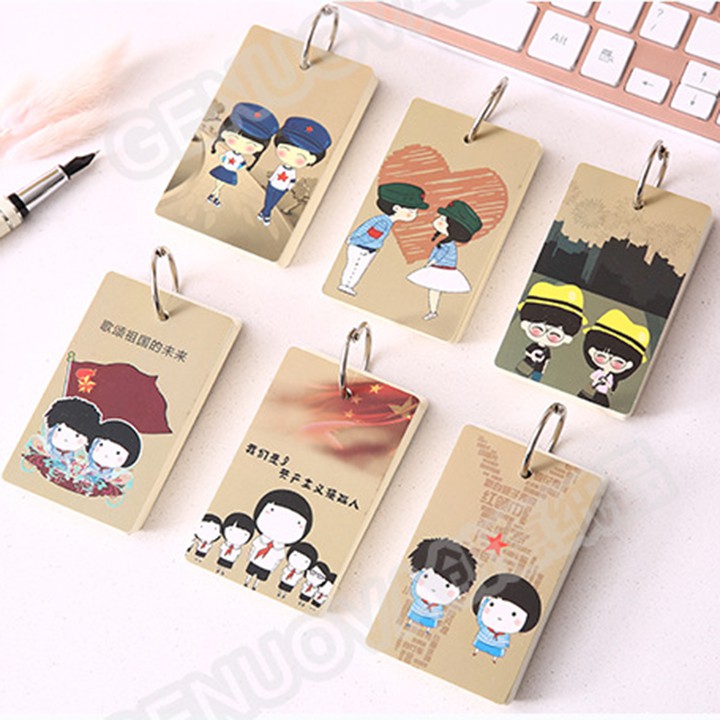 Thẻ học từ vựng Flashcard Genuova 110 tờ size to hoạt hình cute học ngoại ngữ