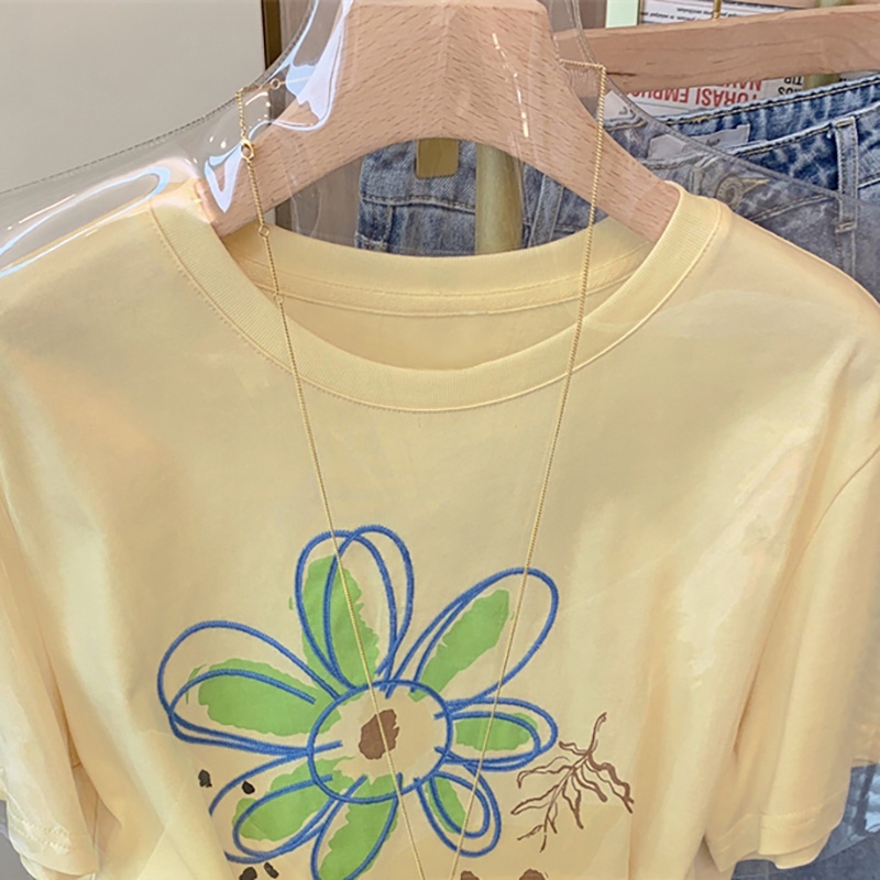 NRVP Áo thun tay ngắn cổ tròn thời trang mùa hè phong cách Hàn Quốc 2022