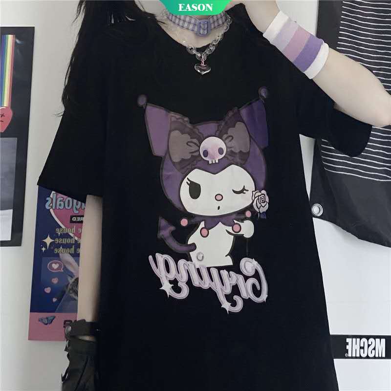 Áo Thun Tay Ngắn Dáng Rộng In Hoạt Hình Kuromi 2021 Thời Trang Mùa Hè Cho Nữ