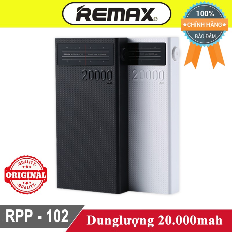 Sạc dự phòng Remax Rpp-102 20.000mah ♥️Freeship♥️ Giảm 30k khi nhập MAYT30 - Pin sạc dự phòng Remax