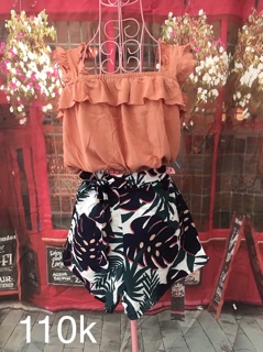 🍒🍒Sét áo crop bèo + quần short hoa