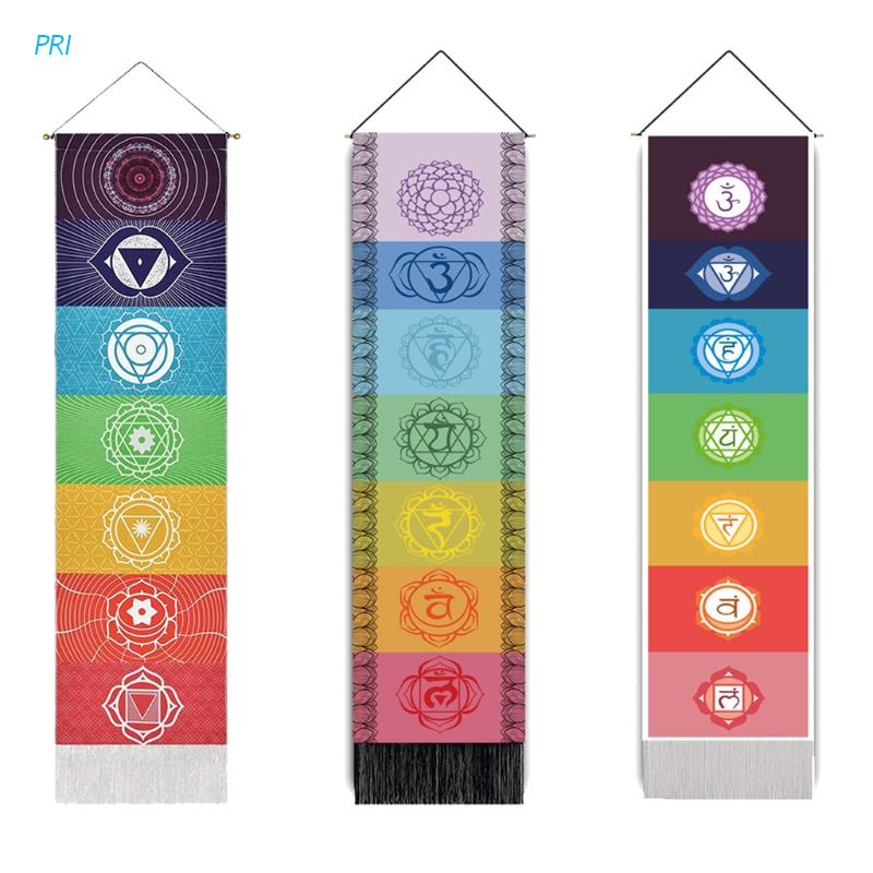 Thảm treo tường yoga họa tiết 7 màu trang trí nội thất