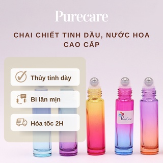 Combo 3 chai thủy tinh grandient bi lăn 5ml 10ml cao cấp, chiết nước hoa, tinh dầu, 7 màu