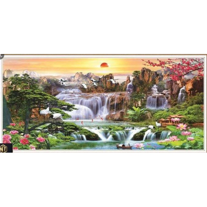 tranh đính đá phong cảnh lưu thủy sinh tài VS022 VS023 VS024