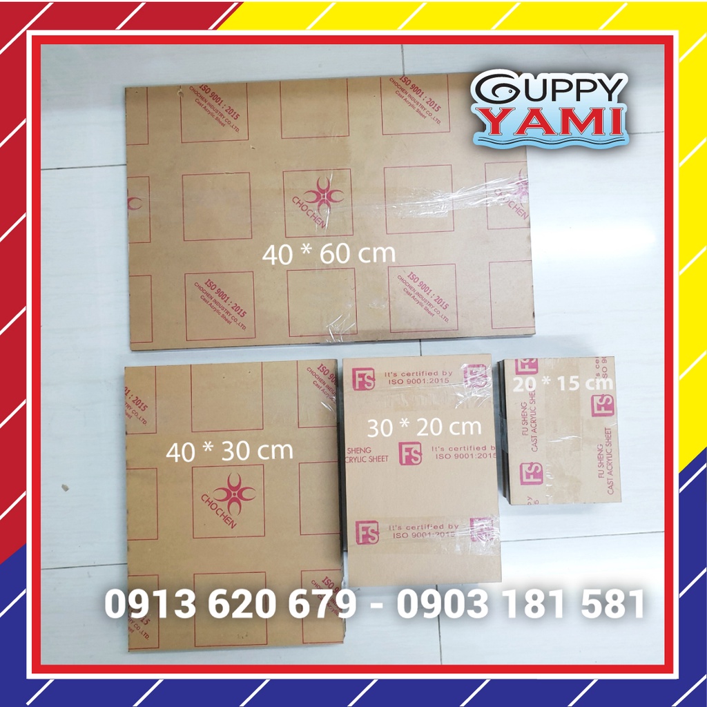 Tấm nhựa mica 20x30cm cứng trong suốt làm hồ cá, hộp kính, đồ chơi