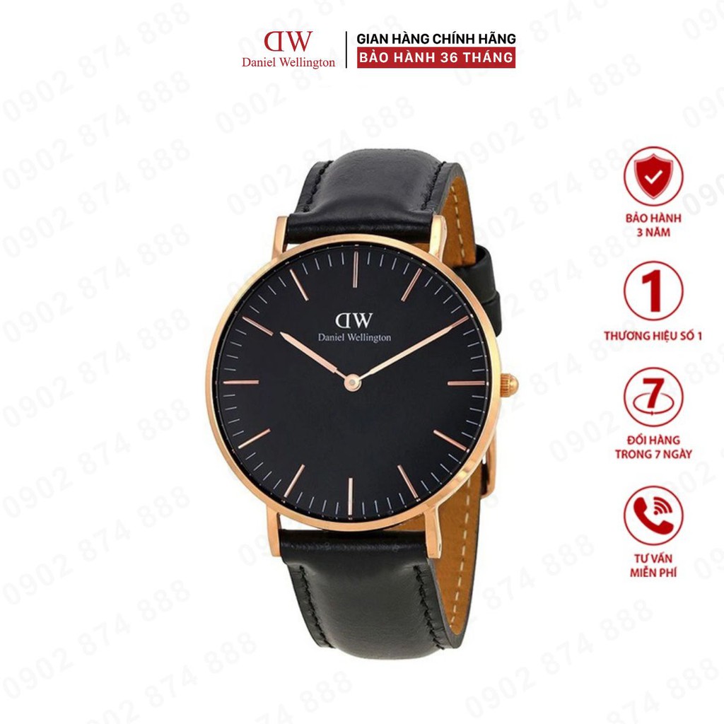 Đồng hồ nam nữ Daniel Wellington Classic Black Sheffield size 36mm và 40mm