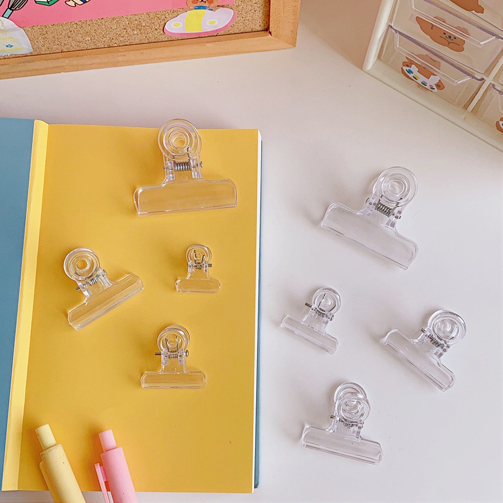 Set 4 Kẹp Nhựa Trong Suốt Đuôi Dài Phong Cách Hàn Quốc