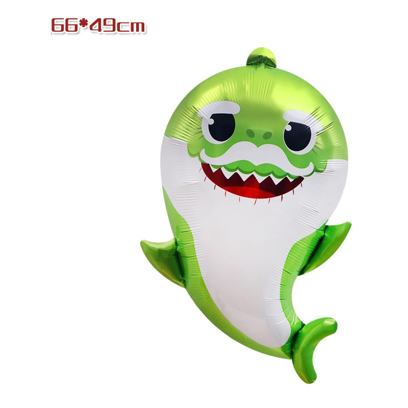 Set 5 Bong Bóng Lá Nhôm Hình Gia Đình Cá Mập Trang Trí Tiệc Sinh Nhật Cho Bé