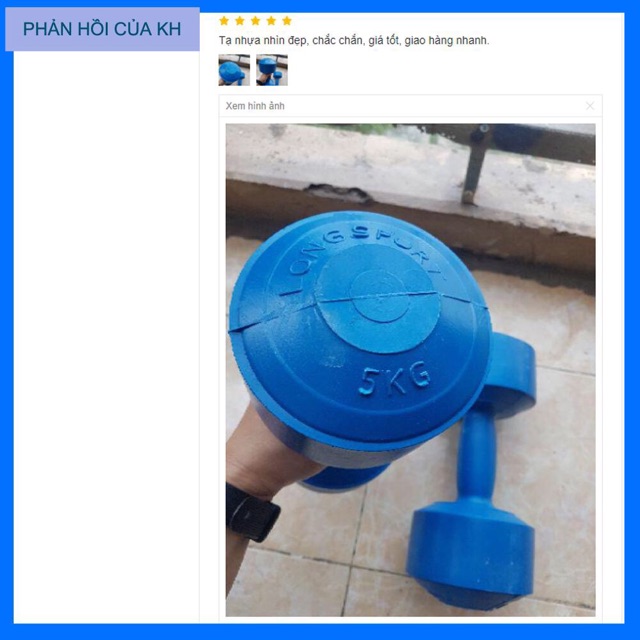 Tạ tay nhựa cao cấp tập gym 5kg