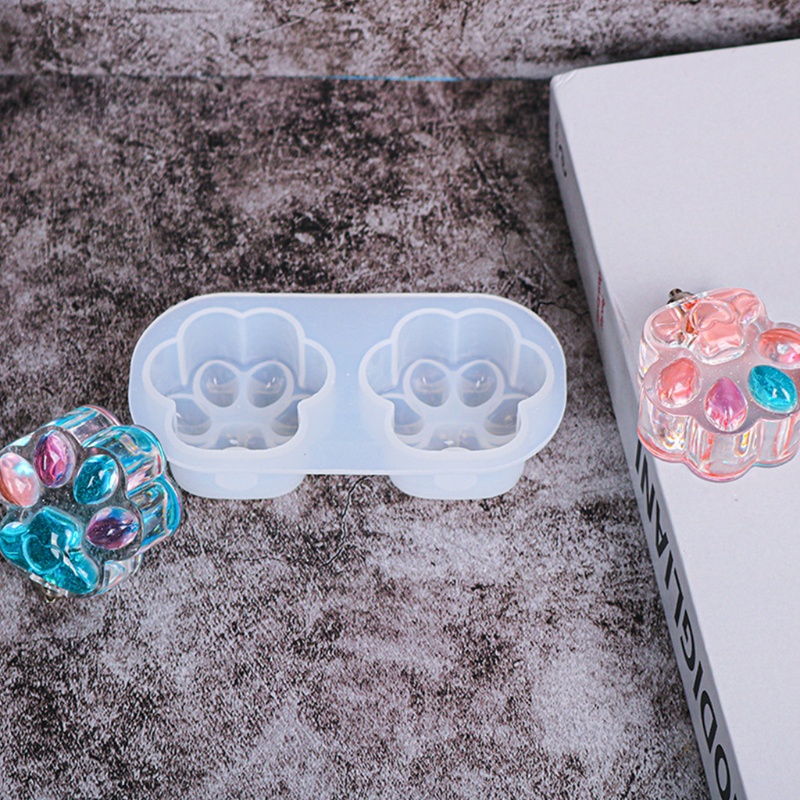 Khuôn silicone làm móc khóa hình dấu chân mèo dễ thương