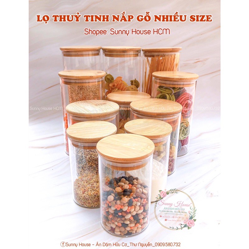 Lọ thuỷ tinh nắp gỗ nhiều size