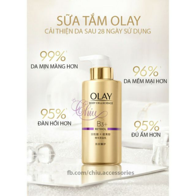 Sữa tắm Olay B3+Retinol trắng sáng và trẻ hóa da