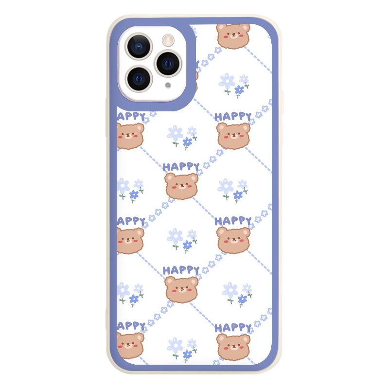 Ốp iphone cạnh vuông Gấu Happy cho ip 6/8/7/plus/x/xr/xsmax/12 pro max/11pro max/13 pro max-nt027